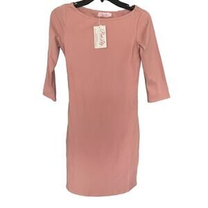 Pink Lily pale pink knit Bodycon NWT S